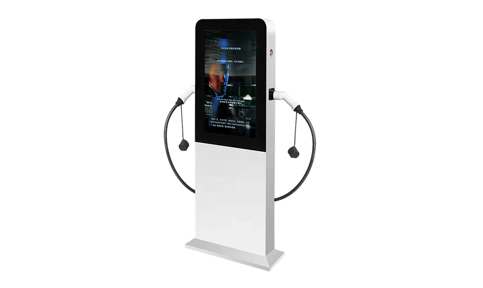 Advertising EV Charging station with 2 connectors or sockets